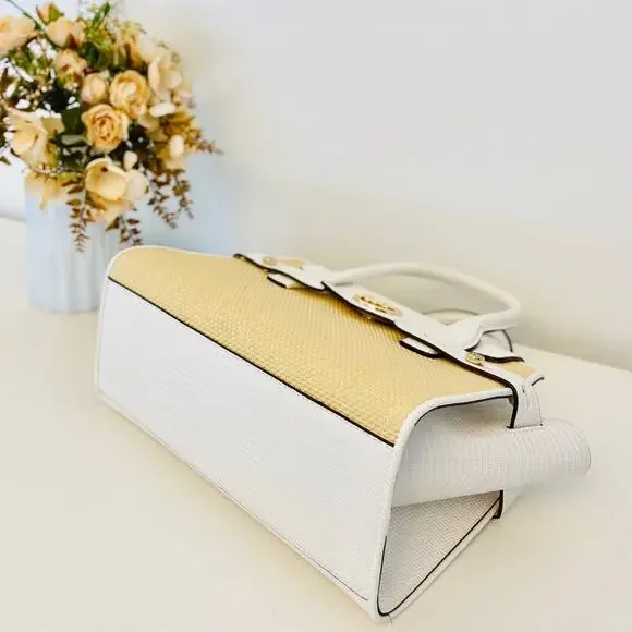 Michael Kors Purse Carmen Medium Flap Satchel shoulder bag optic white new - Picture 5 of 9